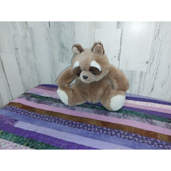 Vintage GUND 1985 Bandit The Raccoon Beige Brown Roly Poly Plush Stuffed Animal - Picture 1 of 7